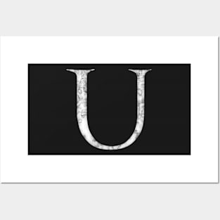 U in Roman White Marble Latin Alphabet Letter Sticker Posters and Art
